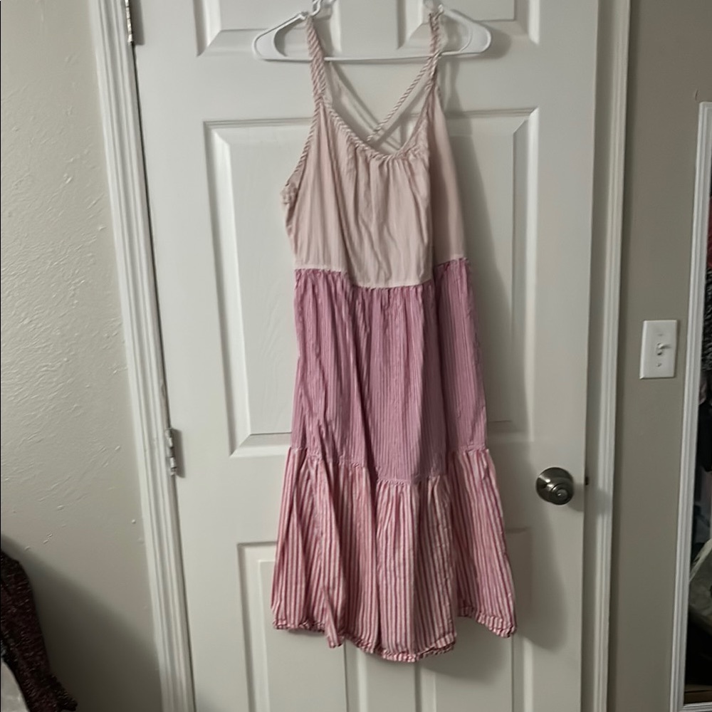 Pink and White Striped Sundress